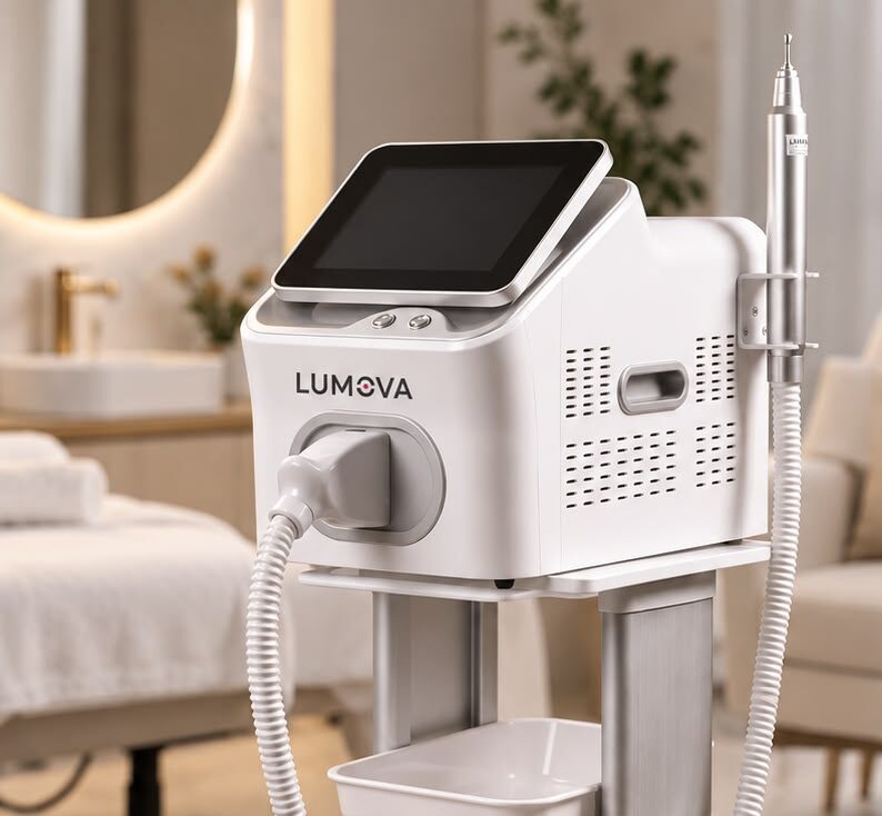Lumova Q-switched Nd:YAG laser set up in a clinic treatment room
